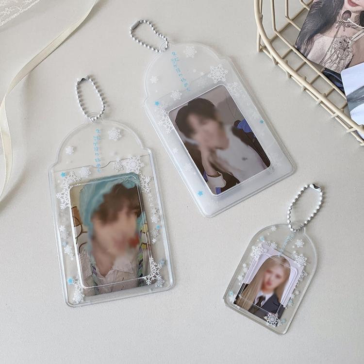 Hisocute Snowflake PVC Card Holder 1 inch 2 inch 3 inch Star Small Card Pendant Photo Case