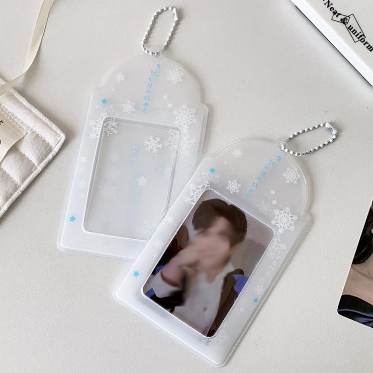 Hisocute Snowflake PVC Card Holder 1 inch 2 inch 3 inch Star Small Card Pendant Photo Case