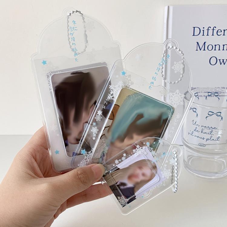 Hisocute Snowflake PVC Card Holder 1 inch 2 inch 3 inch Star Small Card Pendant Photo Case