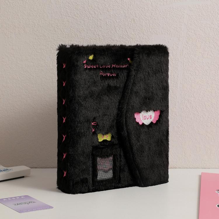 Hisocute Embroidered Plush Six Hole Magnetic Album A5 Card Album Binder Student Storage Booklet