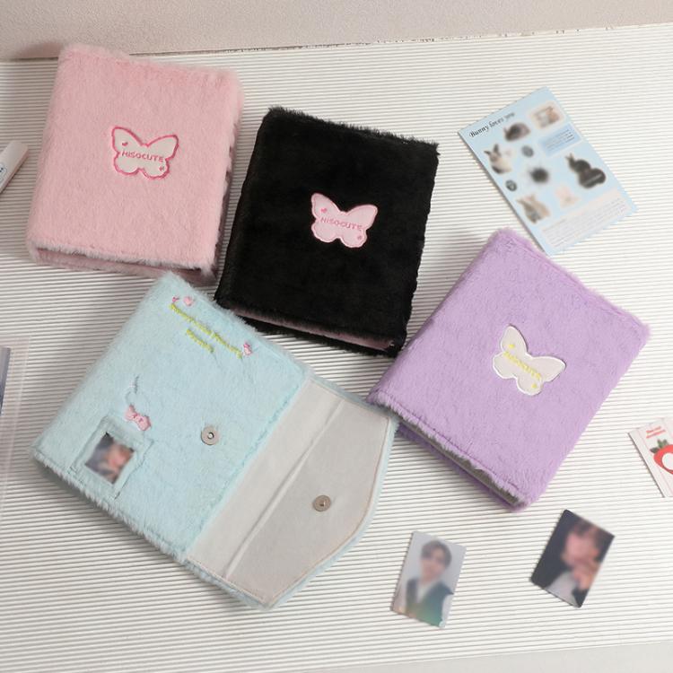 Hisocute Embroidered Plush Six Hole Magnetic Album A5 Card Album Binder Student Storage Booklet