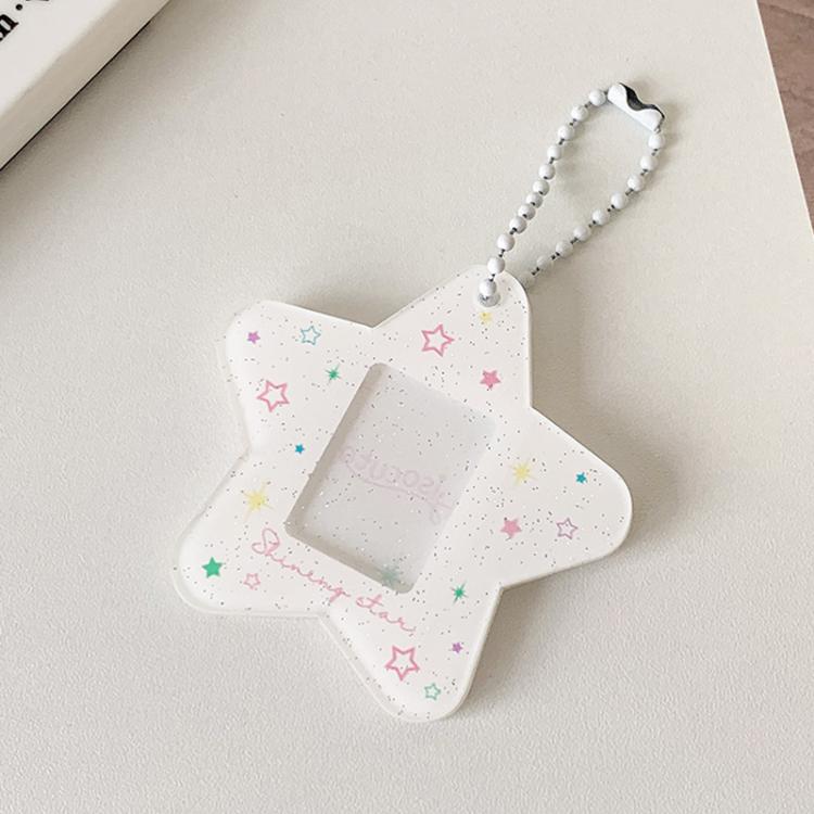 Hisocute Cartoon Pentagram 1 Inch Photo Frame Pendant Students Keychain Chasing Star Card Holder Pendant