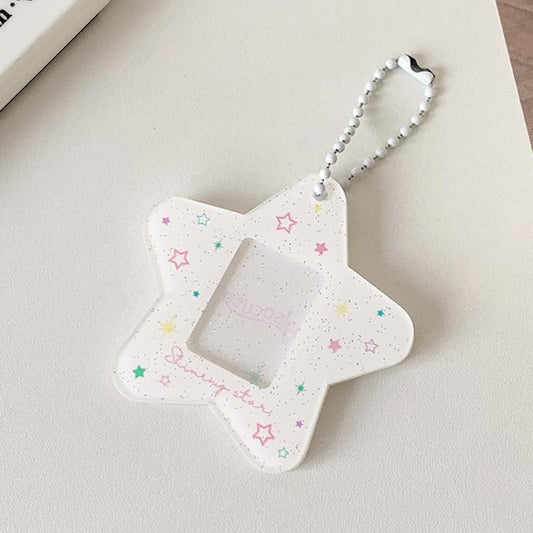 Hisocute Cartoon Pentagram 1 Inch Photo Frame Pendant Students Keychain Chasing Star Card Holder Pendant