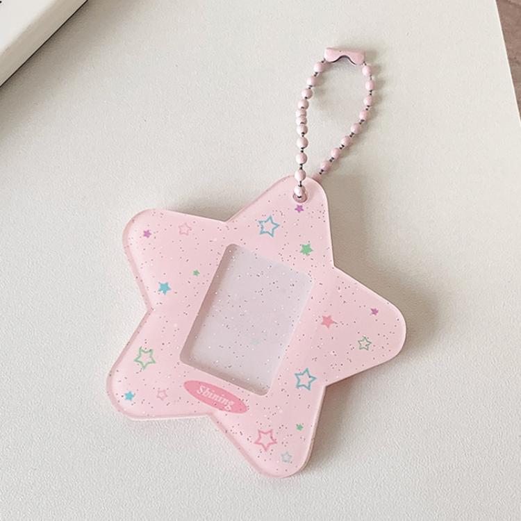 Hisocute Cartoon Pentagram 1 Inch Photo Frame Pendant Students Keychain Chasing Star Card Holder Pendant