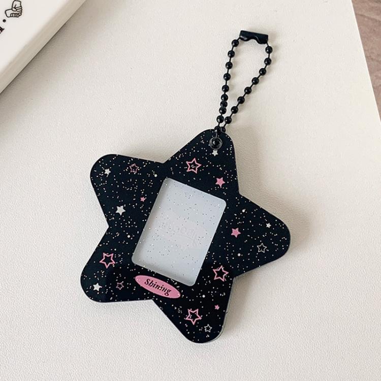 Hisocute Cartoon Pentagram 1 Inch Photo Frame Pendant Students Keychain Chasing Star Card Holder Pendant