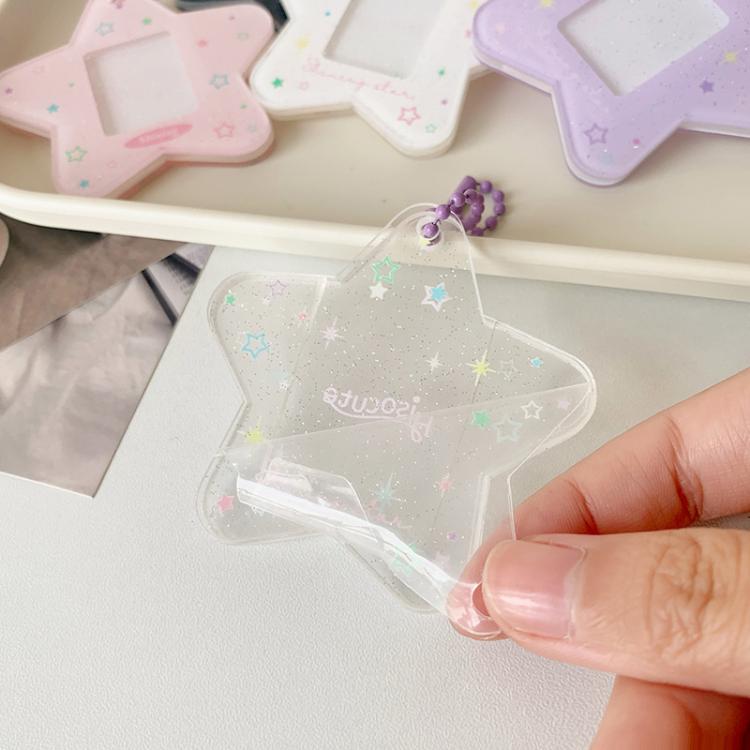 Hisocute Cartoon Pentagram 1 Inch Photo Frame Pendant Students Keychain Chasing Star Card Holder Pendant