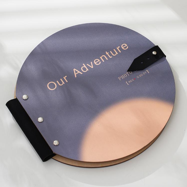 Wooden Round Photo Album Memorial Album Kids Growth Photobooks Cartoon DIY Scrapbook