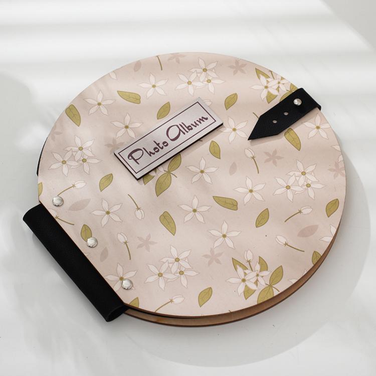 Wooden Round Photo Album Memorial Album Kids Growth Photobooks Cartoon DIY Scrapbook