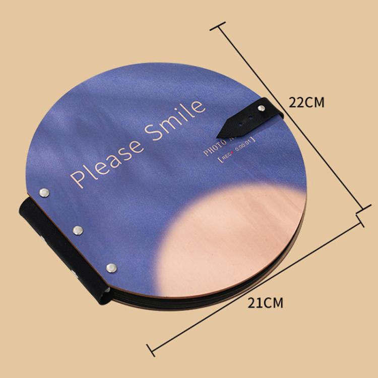 Wooden Round Photo Album Memorial Album Kids Growth Photobooks Cartoon DIY Scrapbook