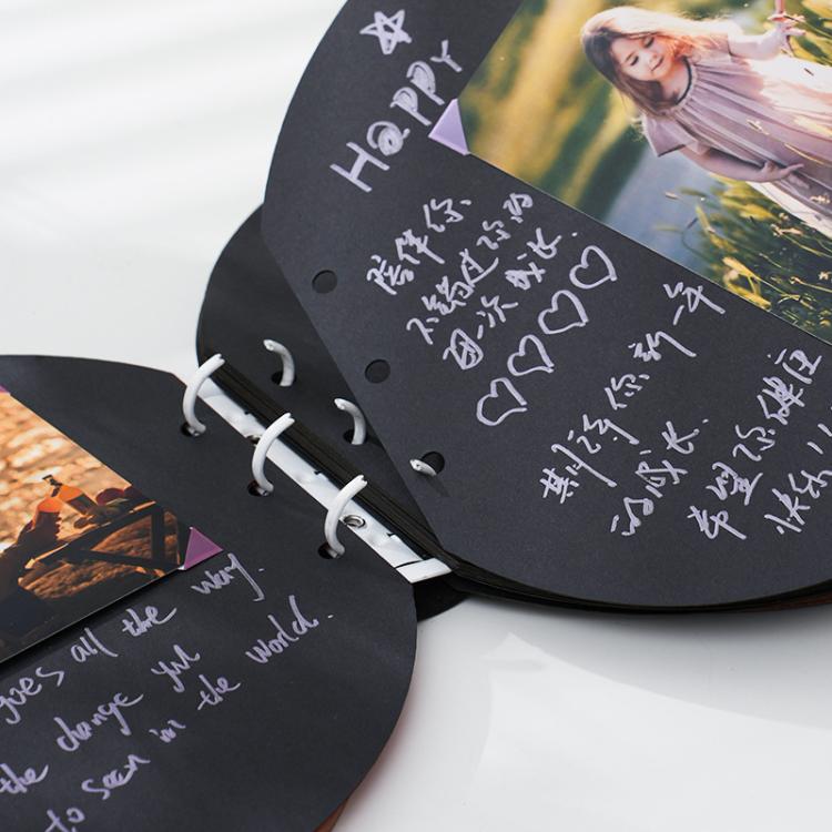 Wooden Round Photo Album Memorial Album Kids Growth Photobooks Cartoon DIY Scrapbook