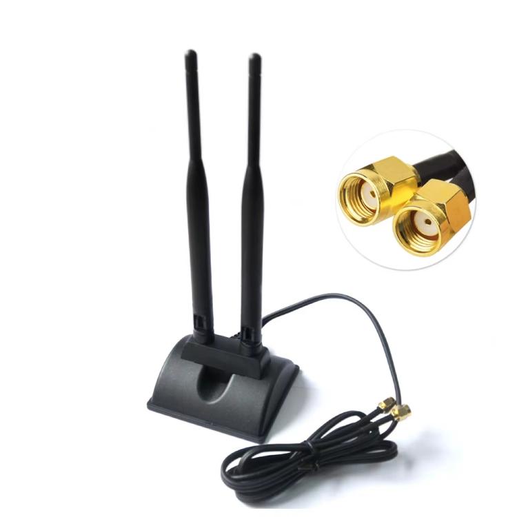 2.4G/5G Dual-Band Antenna with 2 RP-SMA Male Connector Wireless WIFI Router Network Card High Gain Extension Antenna