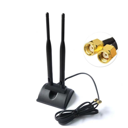 2.4G/5G Dual-Band Antenna with 2 RP-SMA Male Connector Wireless WIFI Router Network Card High Gain Extension Antenna