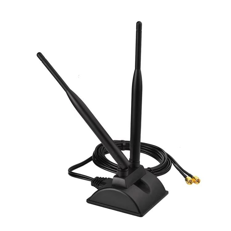 2.4G/5G Dual-Band Antenna with 2 RP-SMA Male Connector Wireless WIFI Router Network Card High Gain Extension Antenna