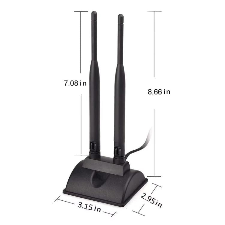 2.4G/5G Dual-Band Antenna with 2 RP-SMA Male Connector Wireless WIFI Router Network Card High Gain Extension Antenna