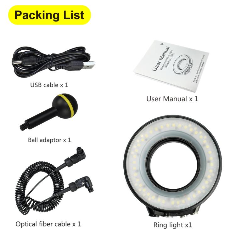 Sea Frogs SL-108 40m/130FT Underwater Photography Macro Ring Light