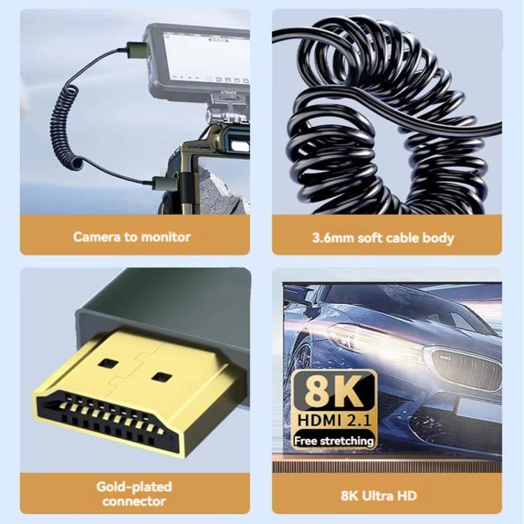 8K 60HZ HDMI 2.1 Spring Cable 0.5m Length