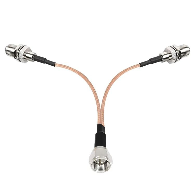 F-Splitter Coaxial RF Cable F Male To Dual Female Splitter