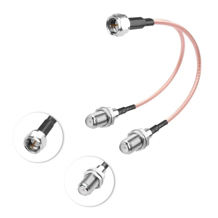 F-Splitter Coaxial RF Cable F Male To Dual Female Splitter