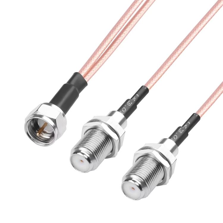 F-Splitter Coaxial RF Cable F Male To Dual Female Splitter