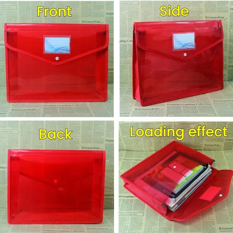 B4  Transparent File Pouch Expanding File Organizer Documents Bag with Snap Closure