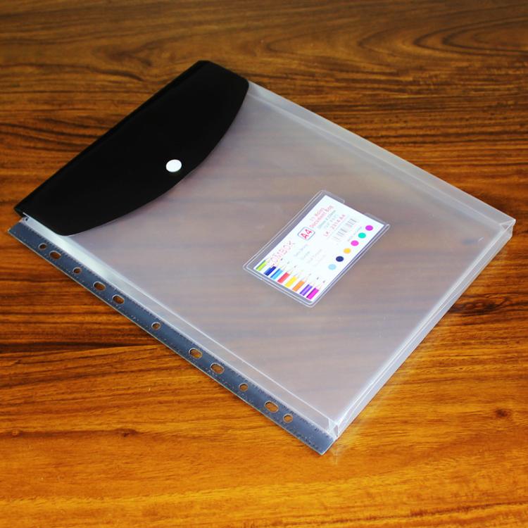 2pcs /Pack A4 Transparent Plastic File Folder 11-hole Loose-leaf Pocket with Snap Closure