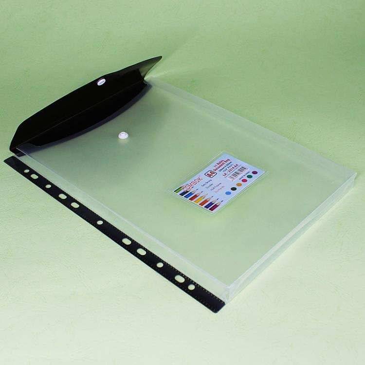 2pcs /Pack A4 Transparent Plastic File Folder 11-hole Loose-leaf Pocket with Snap Closure