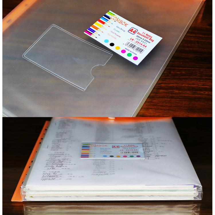 2pcs /Pack A4 Transparent Plastic File Folder 11-hole Loose-leaf Pocket with Snap Closure