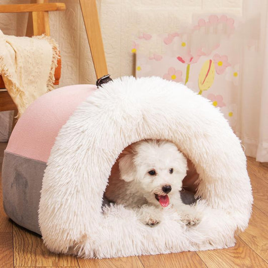 Pet House Bed Splicing Handle Design Warm Plush Cat Dog House