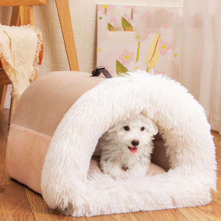 Pet House Bed Splicing Handle Design Warm Plush Cat Dog House