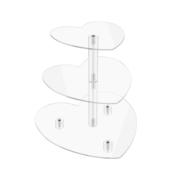 Acrylic Three-Tier Heart-Shaped Wedding Birthday Cupcake Stand