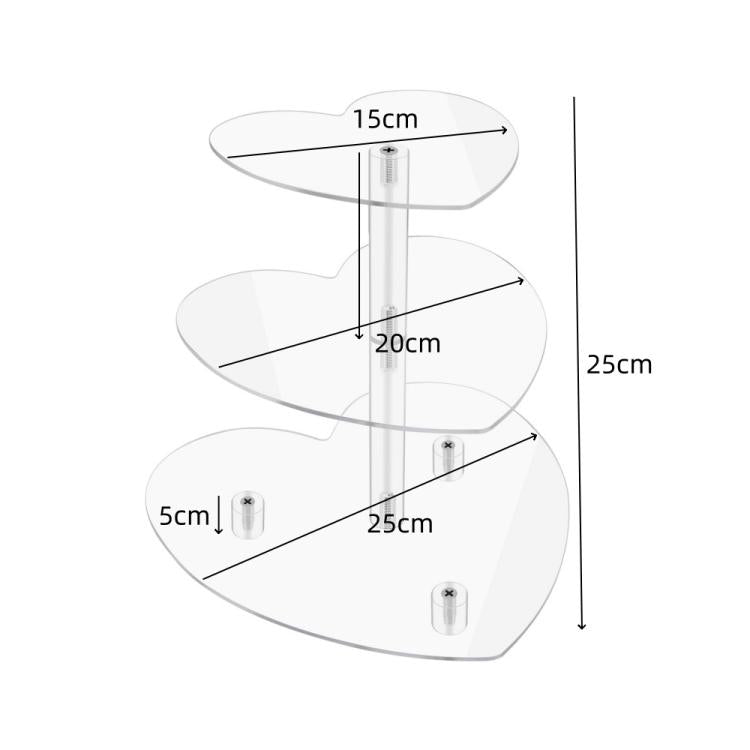 Acrylic Three-Tier Heart-Shaped Wedding Birthday Cupcake Stand