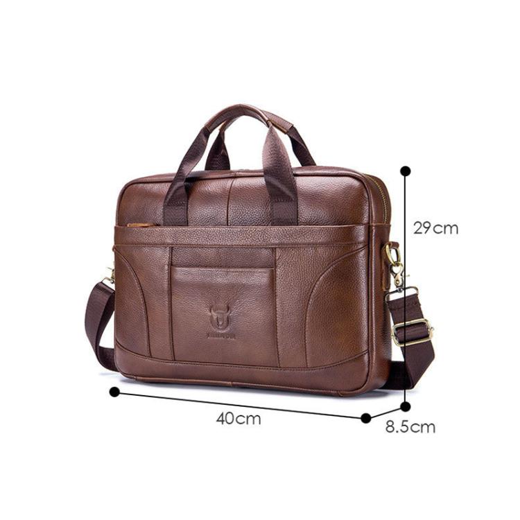 BULL CAPTAIN 048 Large Capacity Retro Business Top Layer Cowhide Hand-held Briefcase