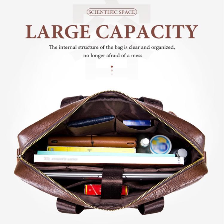 BULL CAPTAIN 048 Large Capacity Retro Business Top Layer Cowhide Hand-held Briefcase