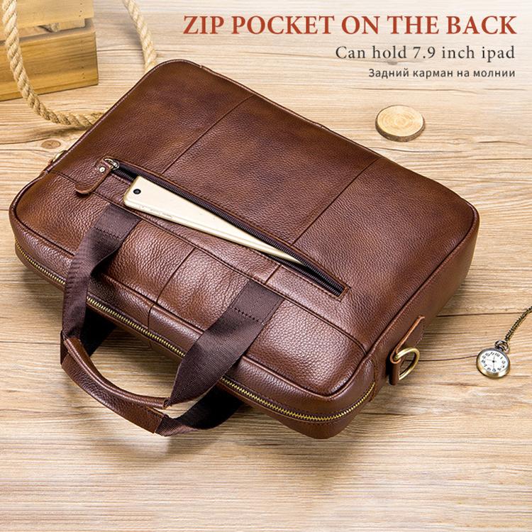 BULL CAPTAIN 048 Large Capacity Retro Business Top Layer Cowhide Hand-held Briefcase