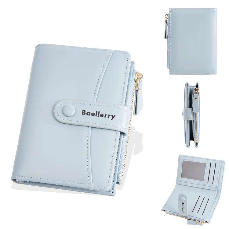 Baellerry N3256 Women Short Wallet Simple Bifold Zipper Coin Purse Soft Leather Buckle Money Clip