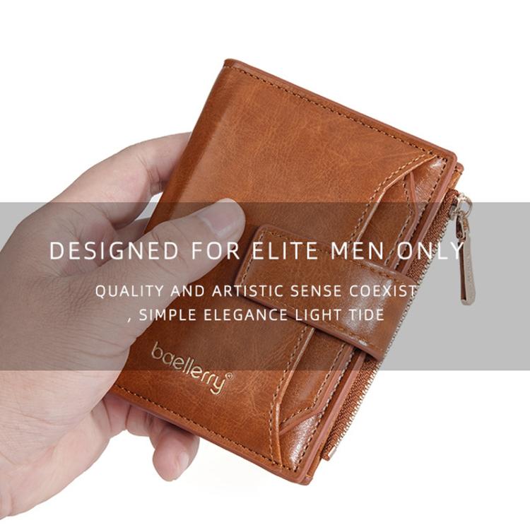 Baellerry N5122 Women Short Wallet Oil Waxed Leather Zipper Clasp Coin Purse