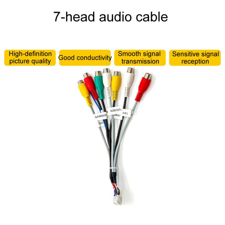 Palminfo Android Navigation Cable 7-Heads Audio Cable 16 Pin Power Cord GPS Antenna 4 Pin 6 Pin USB Cable Rear View Line