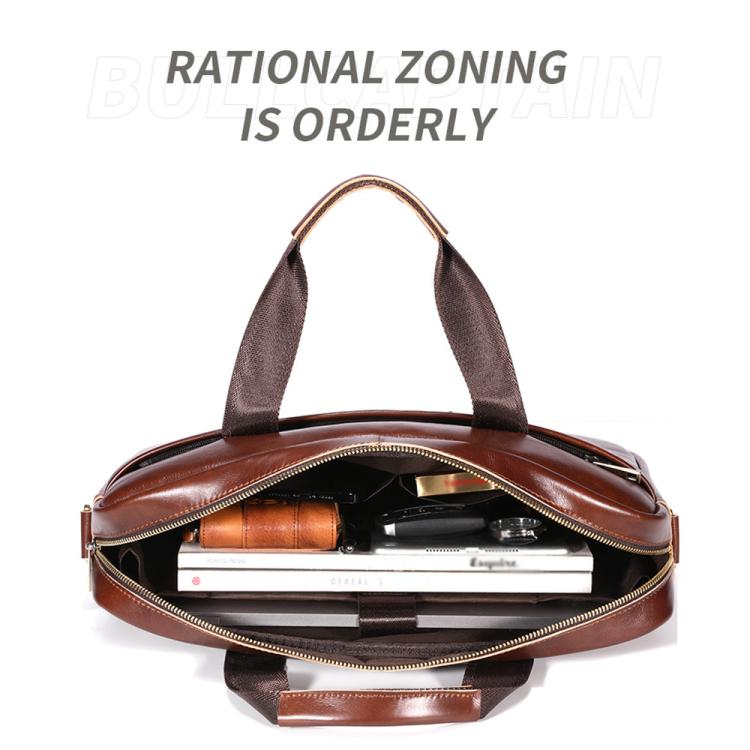 BULL CAPTAIN 054 Large Capacity Retro Business Top Layer Cowhide Hand-held Briefcase