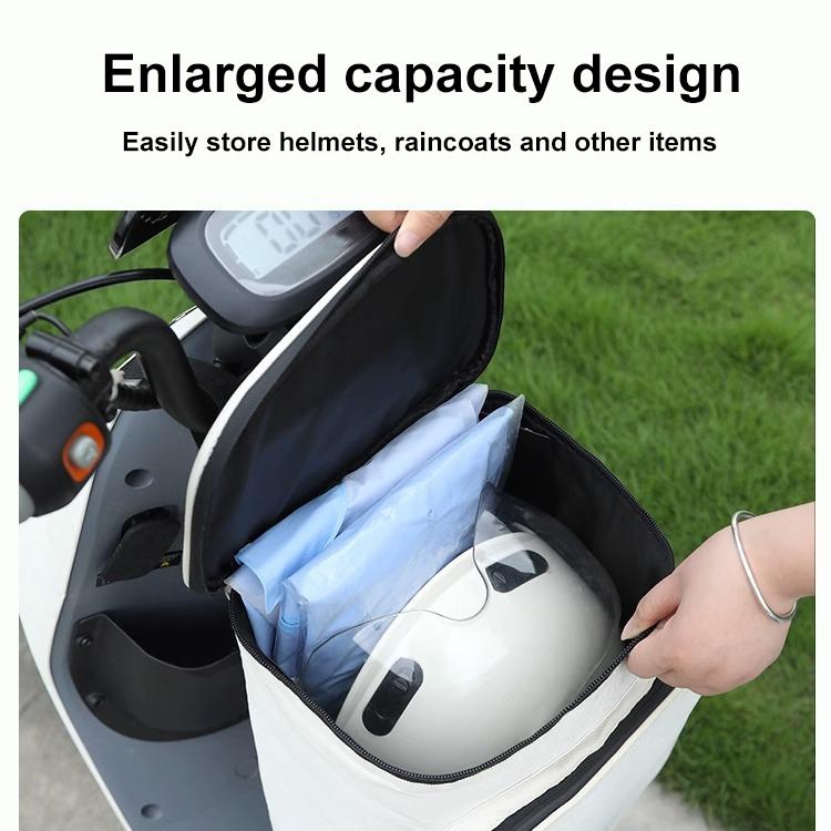 Electric Vehicle Front Helmet Raincoat Storage Waterproof Bag, White with Film