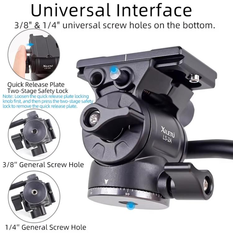 XILETU  LS-2A  Mini Hydraulic Damping Ball Head Tripod Head 360 Degree Panoramic Shooting