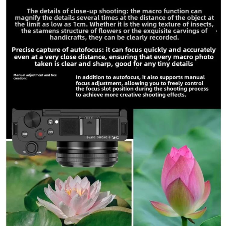 Ordro G930 8.0MP 5K CCD Digital Camera 5X Optical Zoom & Wide-Angle 3.2" Touch Screen Vlogging Camera