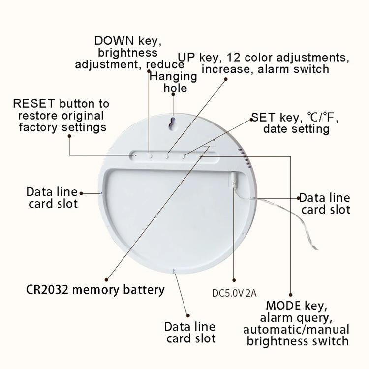 Wifi App Control LED Digital Wall Clock With RGB Light Multi-Functional Alarm Clock
