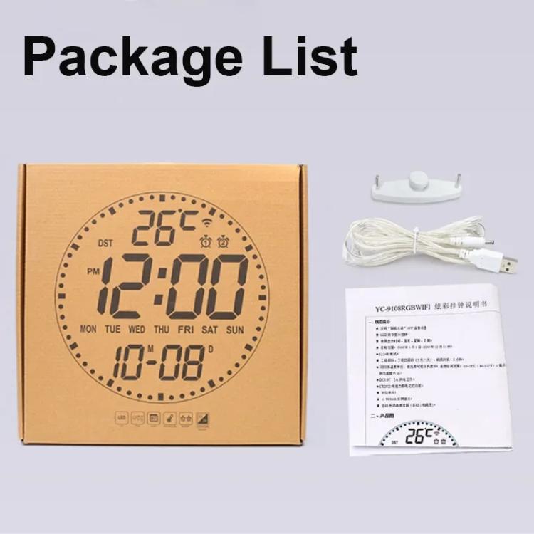 Wifi App Control LED Digital Wall Clock With RGB Light Multi-Functional Alarm Clock