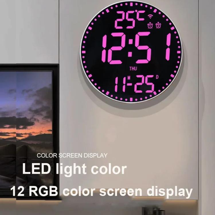 Wifi App Control LED Digital Wall Clock With RGB Light Multi-Functional Alarm Clock
