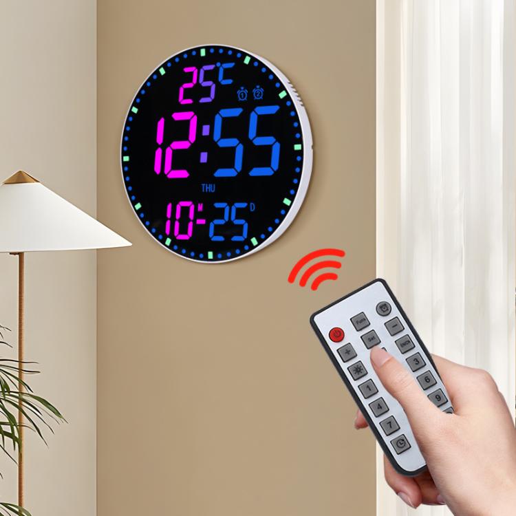 11.6-Inch RGB Wall Clock With Remote Control Multi-Functional Alarm Clock