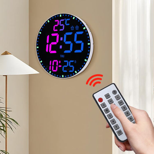 11.6-Inch RGB Wall Clock With Remote Control Multi-Functional Alarm Clock