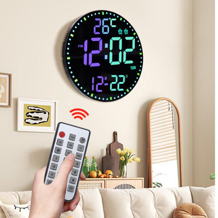 11.6-Inch RGB Wall Clock With Remote Control Multi-Functional Alarm Clock