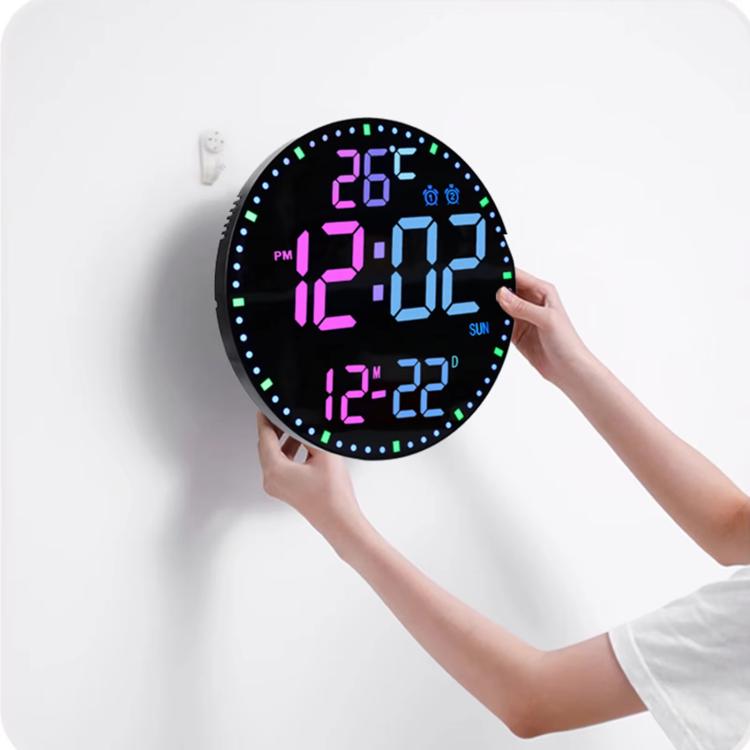 11.6-Inch RGB Wall Clock With Remote Control Multi-Functional Alarm Clock