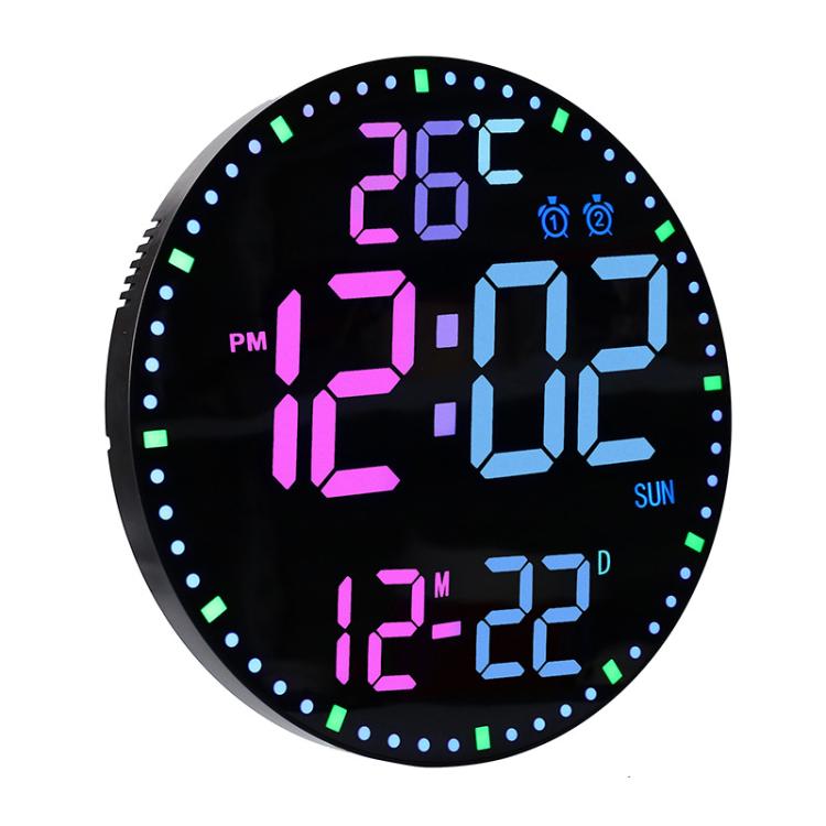 11.6-Inch RGB Wall Clock With Remote Control Multi-Functional Alarm Clock