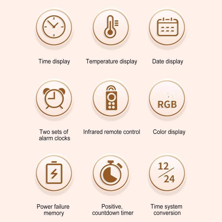 11.6-Inch RGB Wall Clock With Remote Control Multi-Functional Alarm Clock